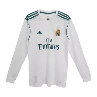 Men's Retro Cristiano Ronaldo Long Sleeve Real Madrid Home Jersey 2017/18