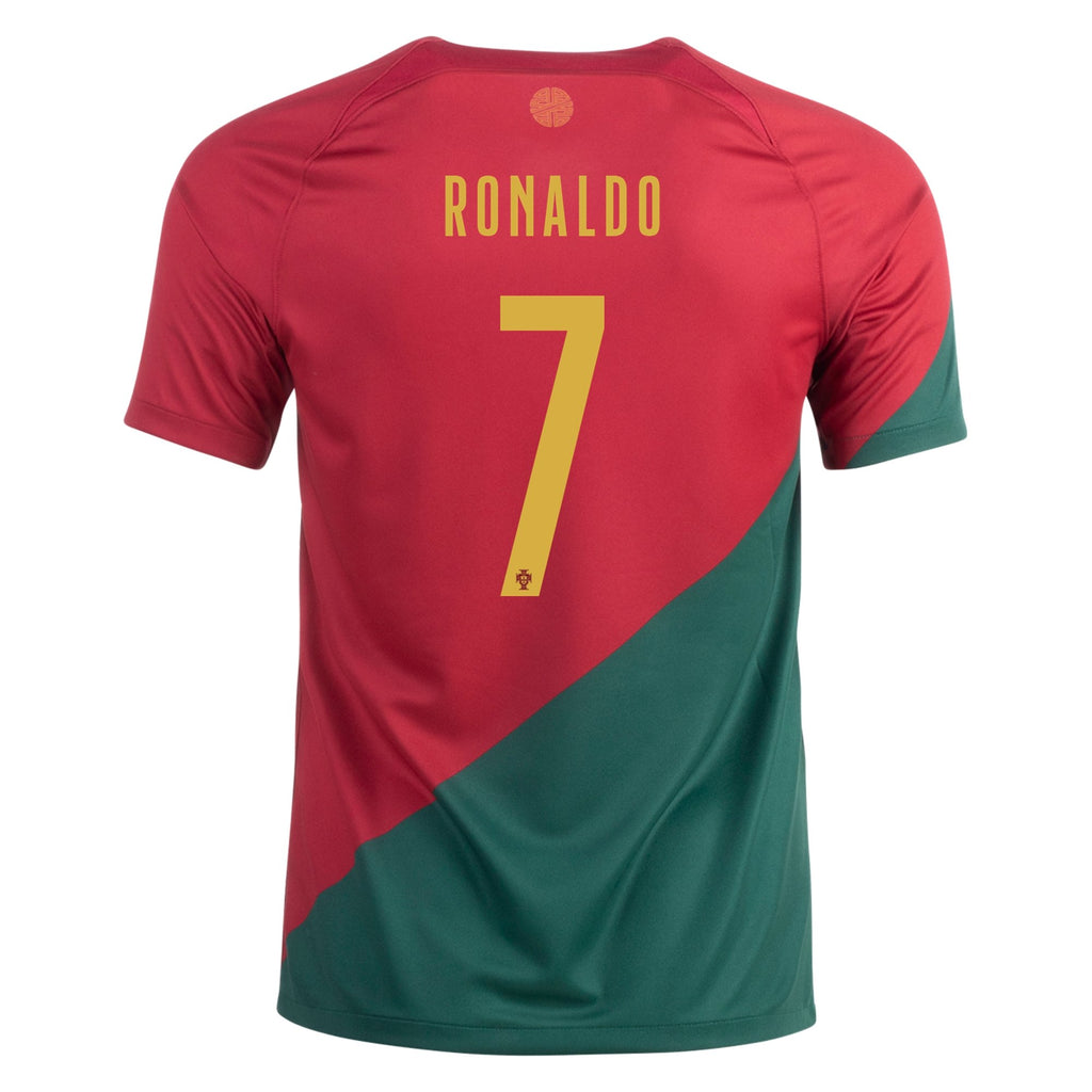 Kids Portugal National Soccer 7 RONALDO 2022 World Cup Red And Green Home  Replica Jersey Youth